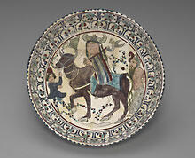 Persian, Iranian, Islamic, probably Kashan Bowl depicting Faridun, Kava, and Zahhak in an episode from Firdawsi’s Shahnameh, late 12th–early 13th century, Gift of Wilson P. Foss, Jr., Ph.B. 1913, 1953.24.8.