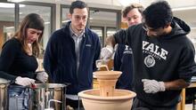 The students experimented with making ancient brews using replicas of ceramic vessels that scholars think might have been used to brew beer in Mesopotamia.